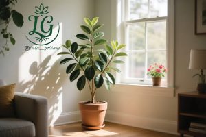 گل دادن فیکوس آپارتمانی در نور غیرمستقیم کنار پنجره