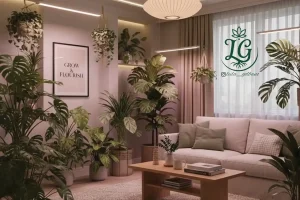 فضای آپارتمان مدرن با گیاهان در حال رشد زیر نور ملایم لامپ رشد گیاه؛ نتیجه عملی در پاسخ به پرسش لامپ رشد گیاه چیست 